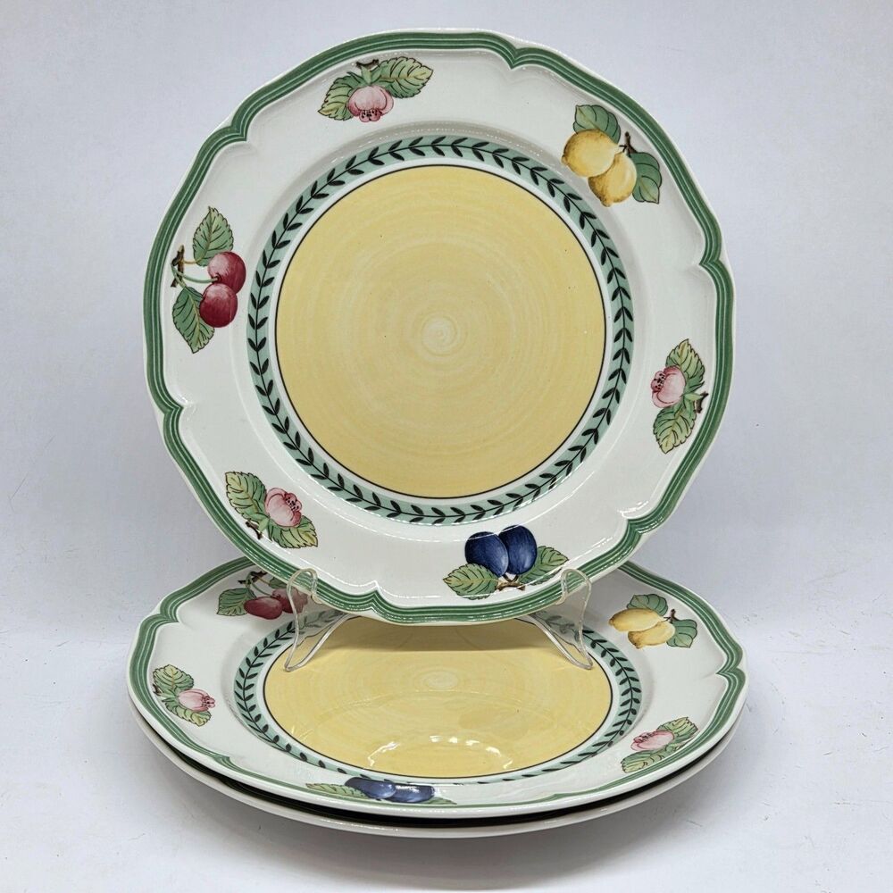Villeroy And Boch French Garden "FLEURENCE"  3 Fruit 10 3/8"  Dinner Plates VGC